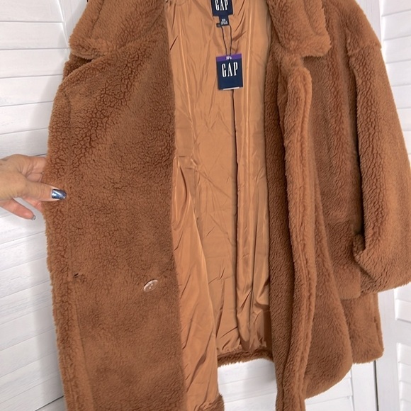 GAP l Sherpa Peacoat Jacket Holiday Brown Comfy Teddy Bear Fall Coat 2X Plu… - Picture 11 of 16